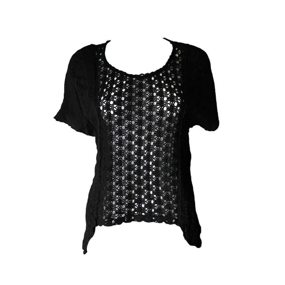 flowy goth crochet lace blouse